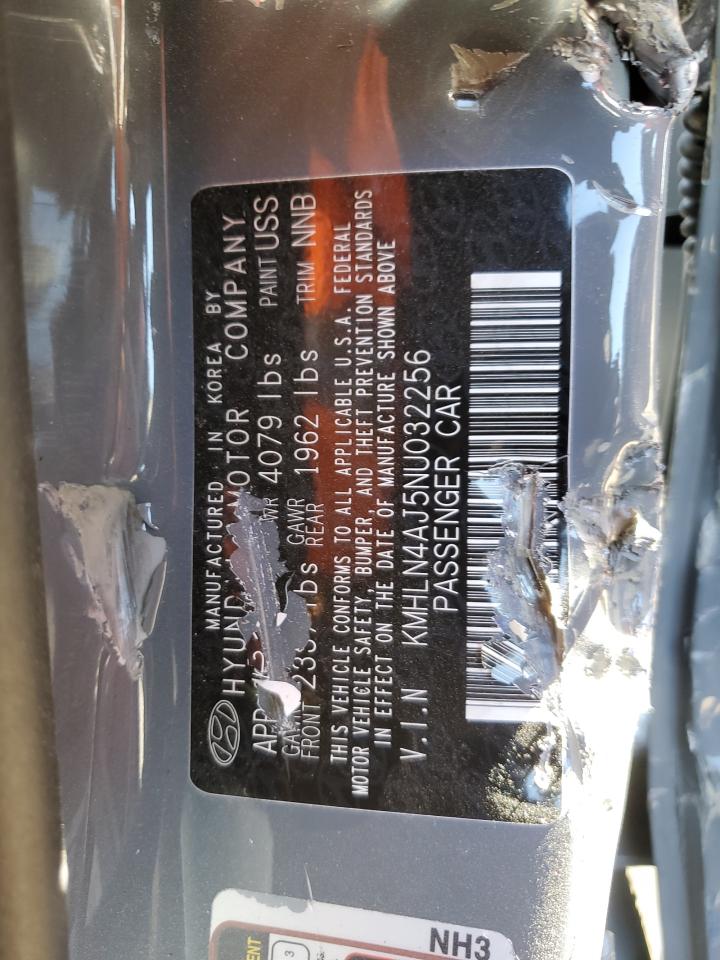 2022 HYUNDAI ELANTRA LIMITED VIN:KMHLN4AJ5NU032256