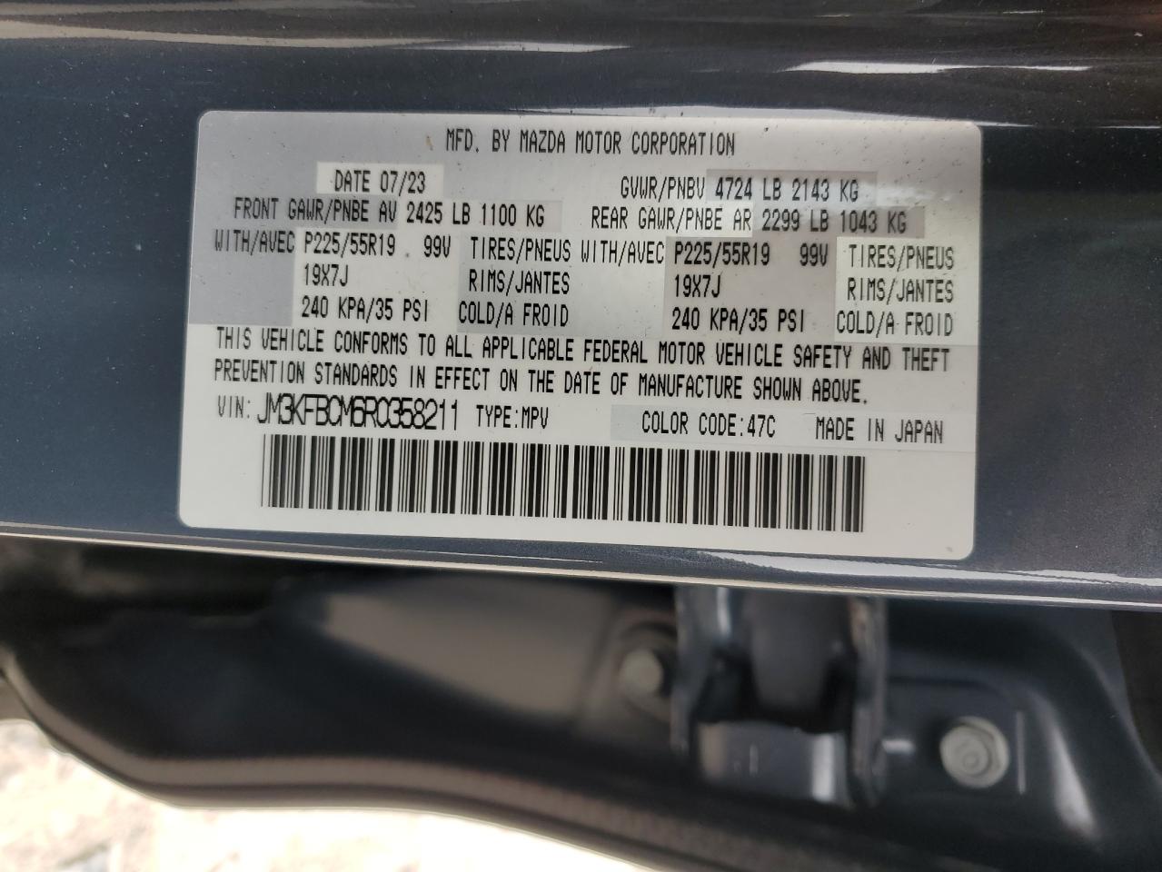 2024 MAZDA CX-5 PREFERRED VIN:JM3KFBCM6R0358211