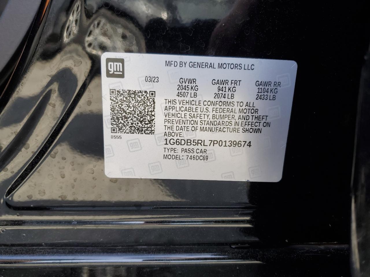 2023 CADILLAC CT4 PREMIUM LUXURY VIN:1G6DB5RL7P0139674