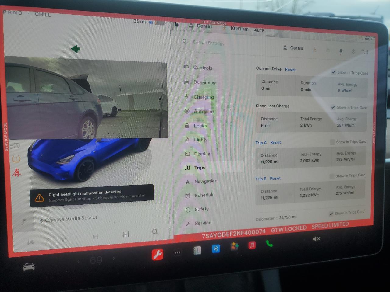 2022 TESLA MODEL Y  VIN:7SAYGDEF2NF400074