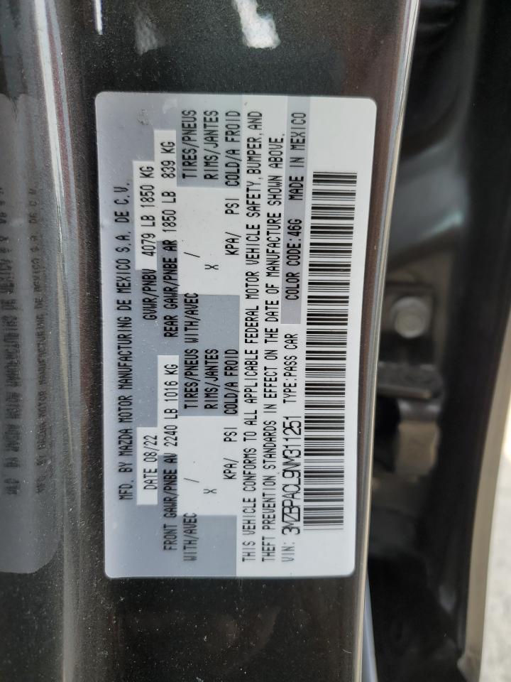 2022 MAZDA 3 PREFERRED VIN:3MZBPACL9NM311251