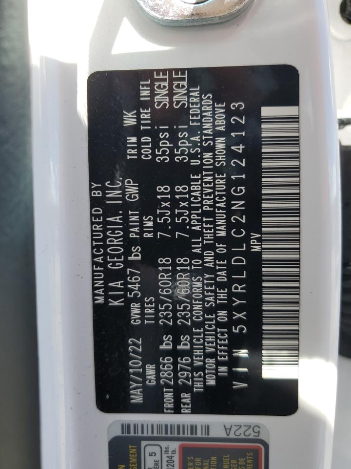 2022 KIA SORENTO S VIN:5XYRLDLC2NG124123