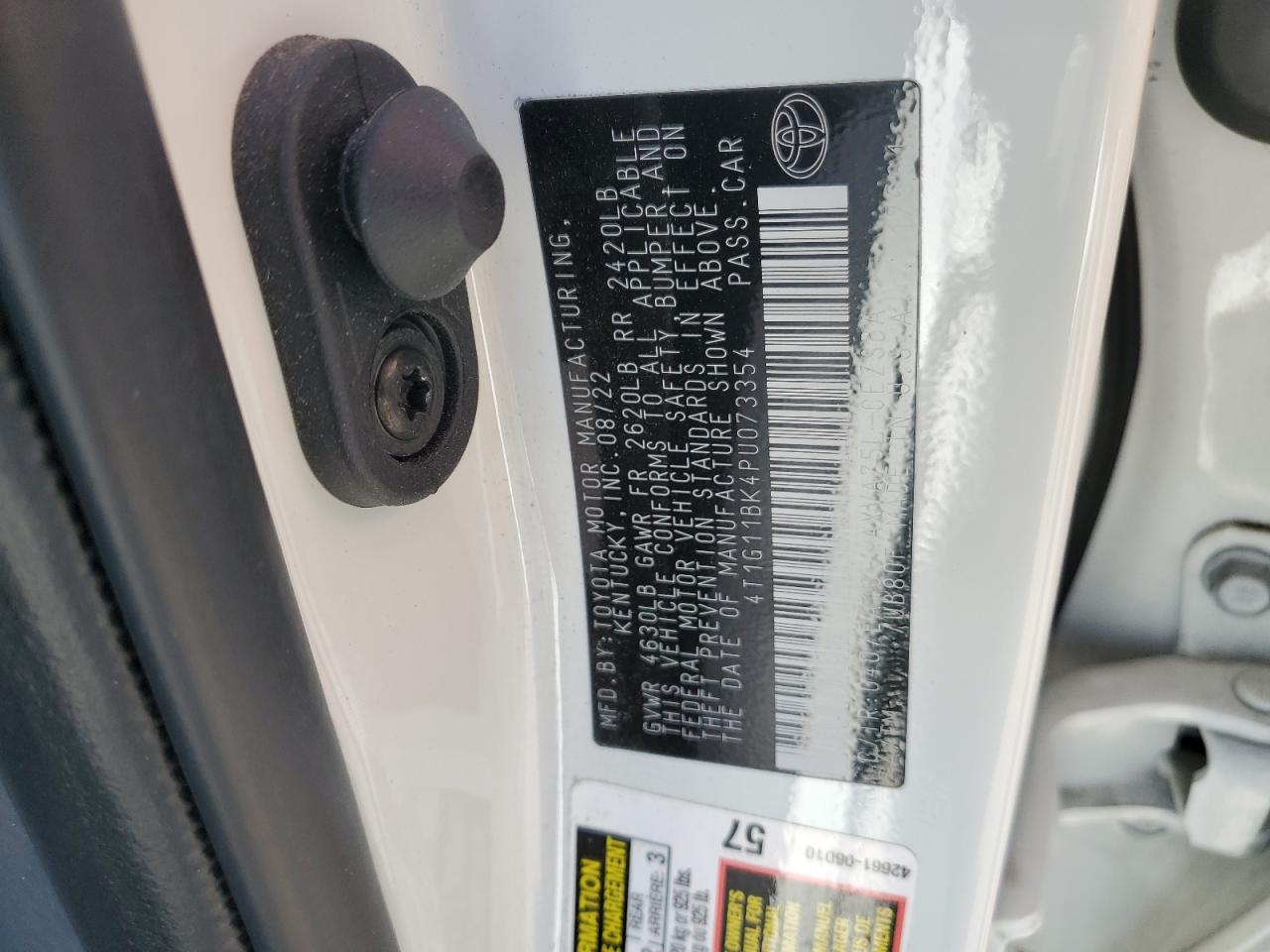 2023 TOYOTA CAMRY SE NIGHT SHADE VIN:4T1G11BK4PU073354