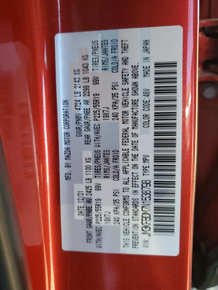 2022 MAZDA CX-5 PREMIUM VIN:JM3KFBDM7N1538798