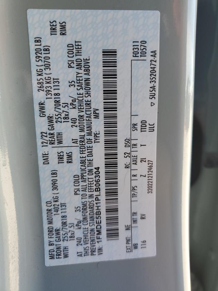 2023 FORD BRONCO BASE VIN:1FMDE5BH1PLB06304