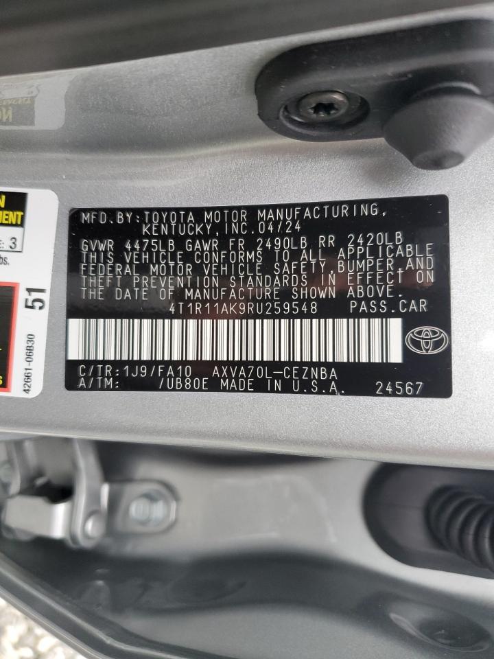 2024 TOYOTA CAMRY LE VIN:4T1R11AK9RU259548