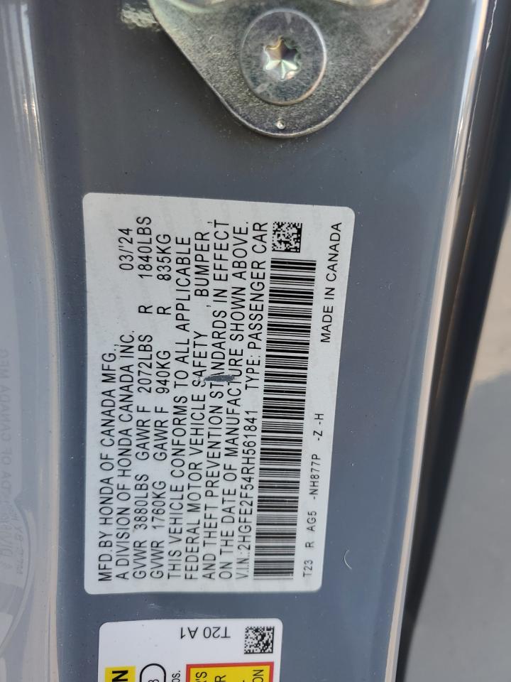 2024 HONDA CIVIC SPORT VIN:2HGFE2F54RH561841