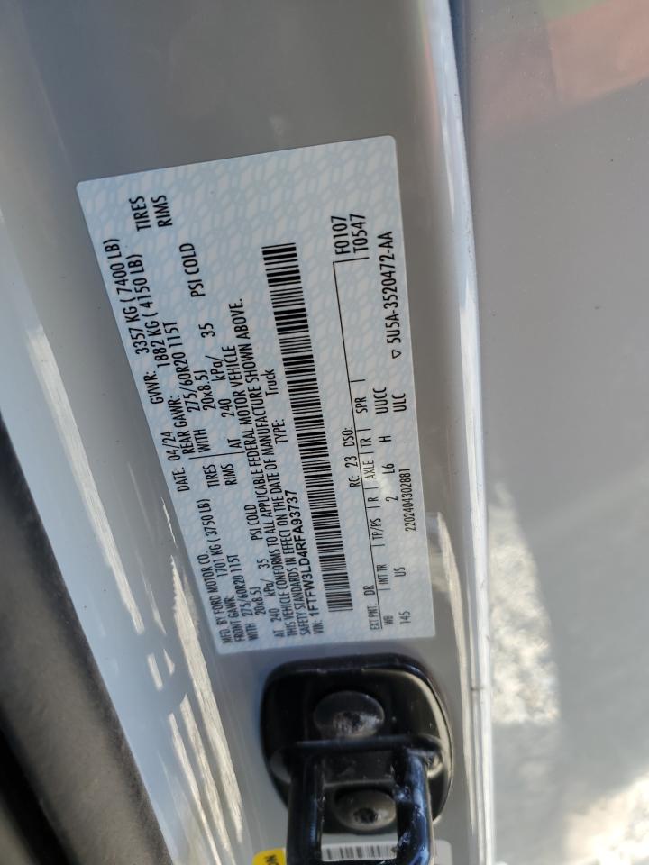 2024 FORD F150 XLT VIN:1FTFW3LD4RFA93737