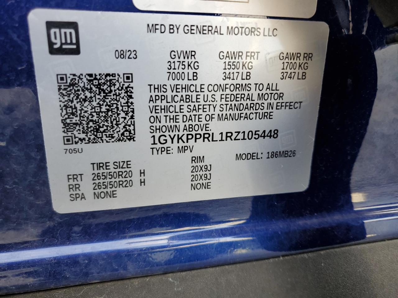 2024 CADILLAC LYRIQ LUXURY VIN:1GYKPPRL1RZ105448