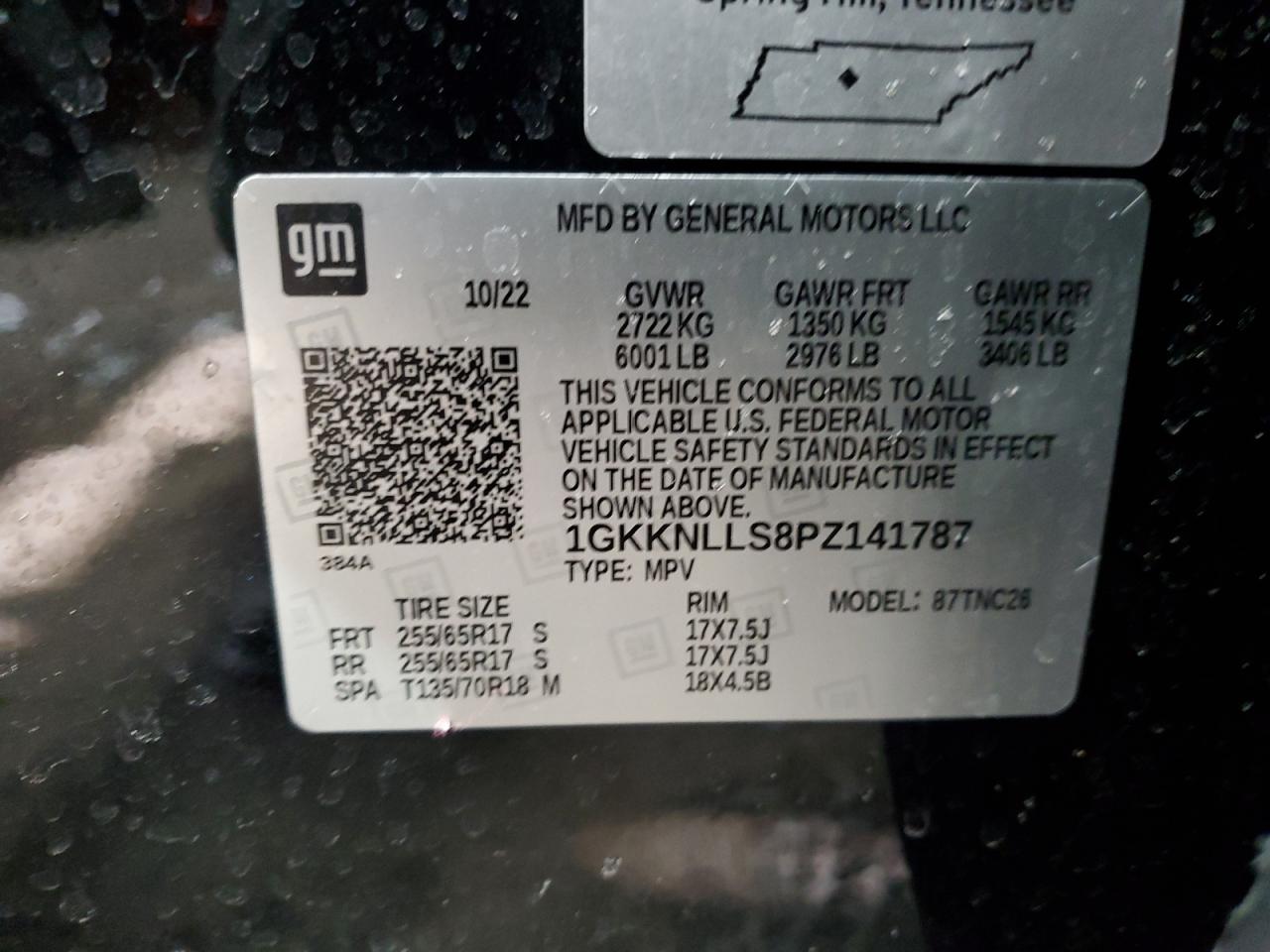 2023 GMC ACADIA AT4 VIN:1GKKNLLS8PZ141787