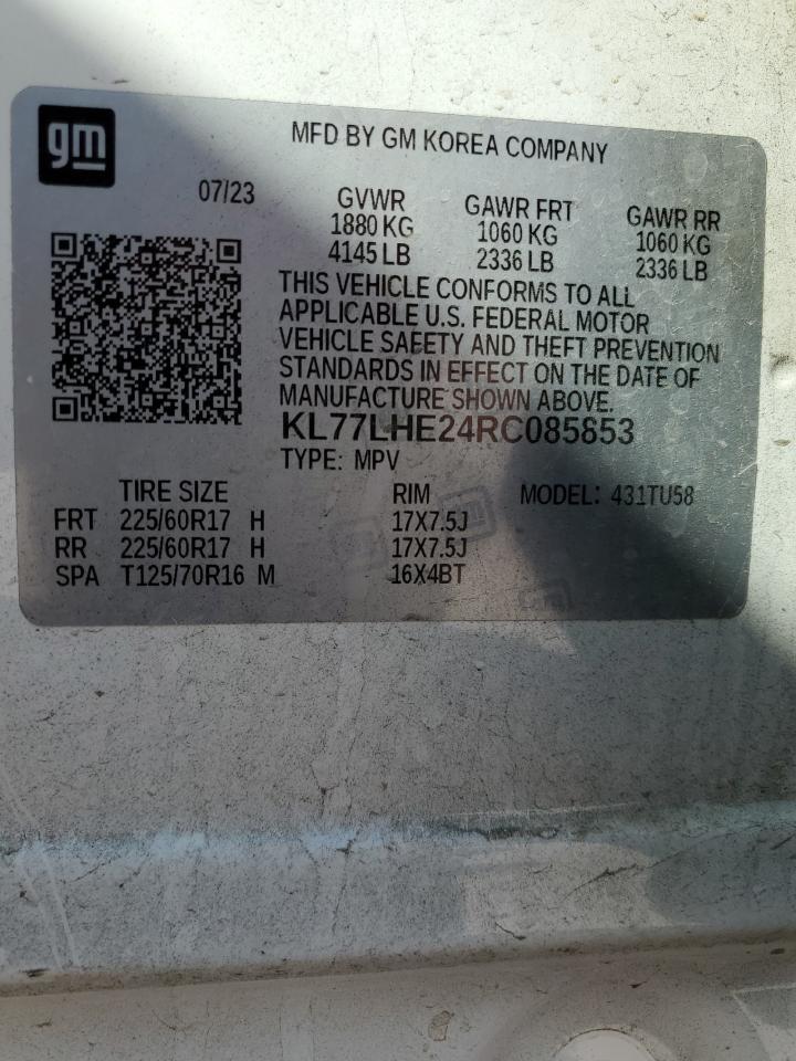 2024 CHEVROLET TRAX 1LT VIN:KL77LHE24RC085853