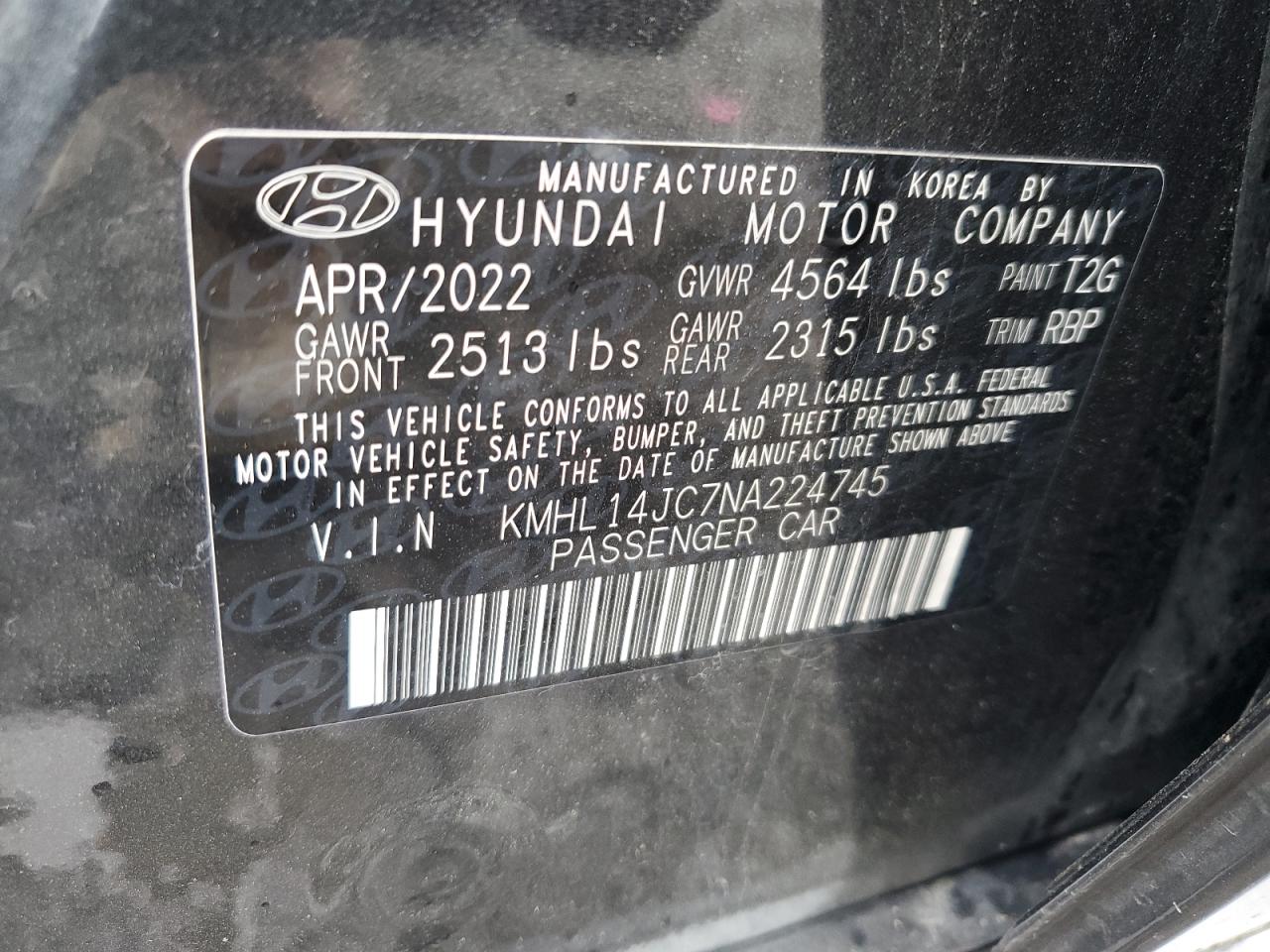 2022 HYUNDAI SONATA N LINE VIN:KMHL14JC7NA224745