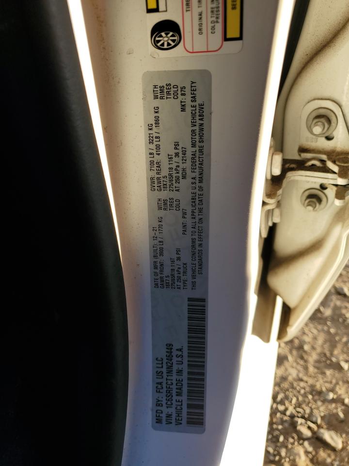 2022 RAM 1500 TRADESMAN VIN:1C6SRFCT1NN246449