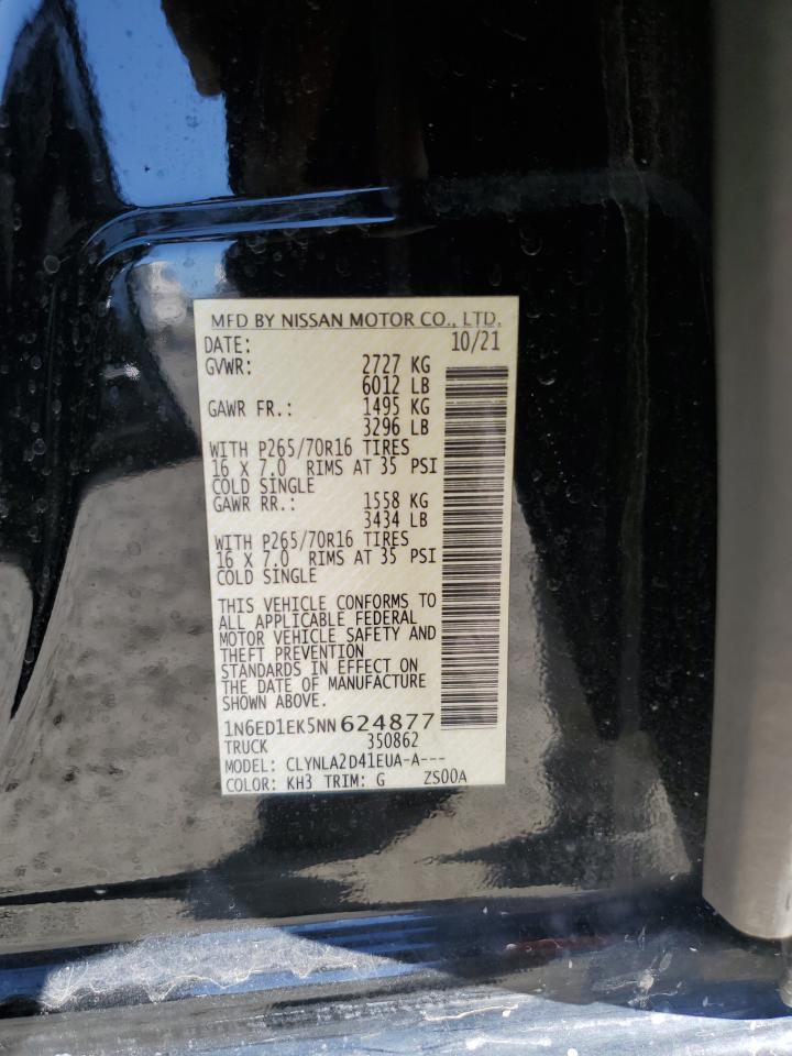2022 NISSAN FRONTIER S VIN:1N6ED1EK5NN624877