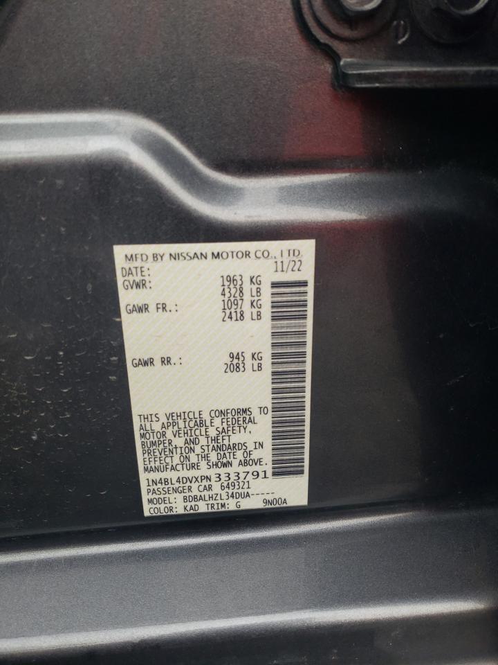 2023 NISSAN ALTIMA SV VIN:1N4BL4DVXPN333791