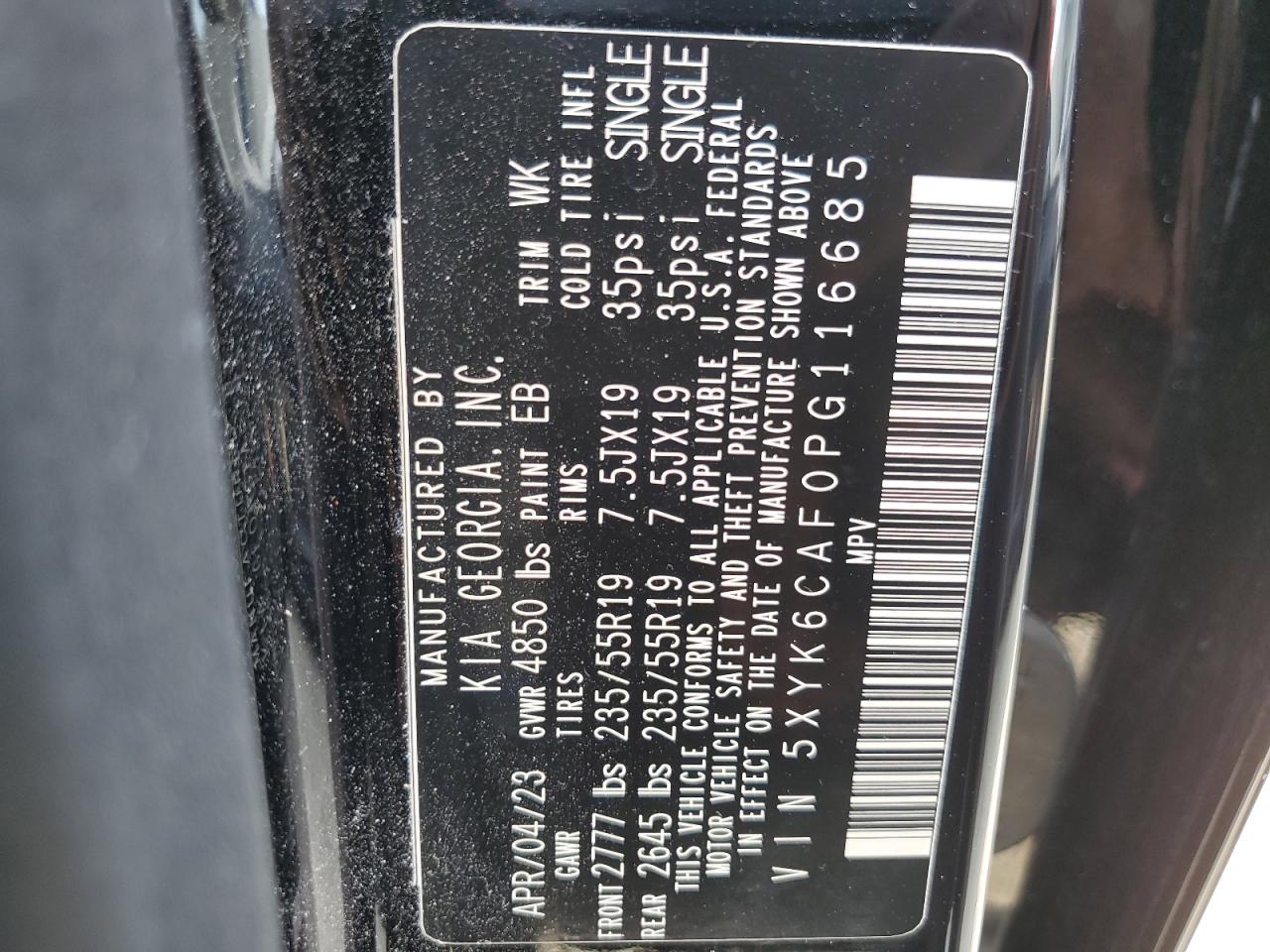 2023 KIA SPORTAGE X LINE VIN:5XYK6CAF0PG116685