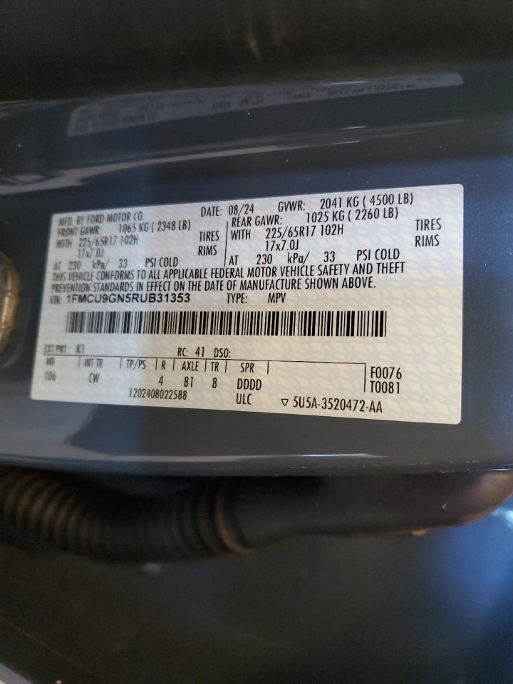 2024 FORD ESCAPE ACTIVE VIN:1FMCU9GN5RUB31353