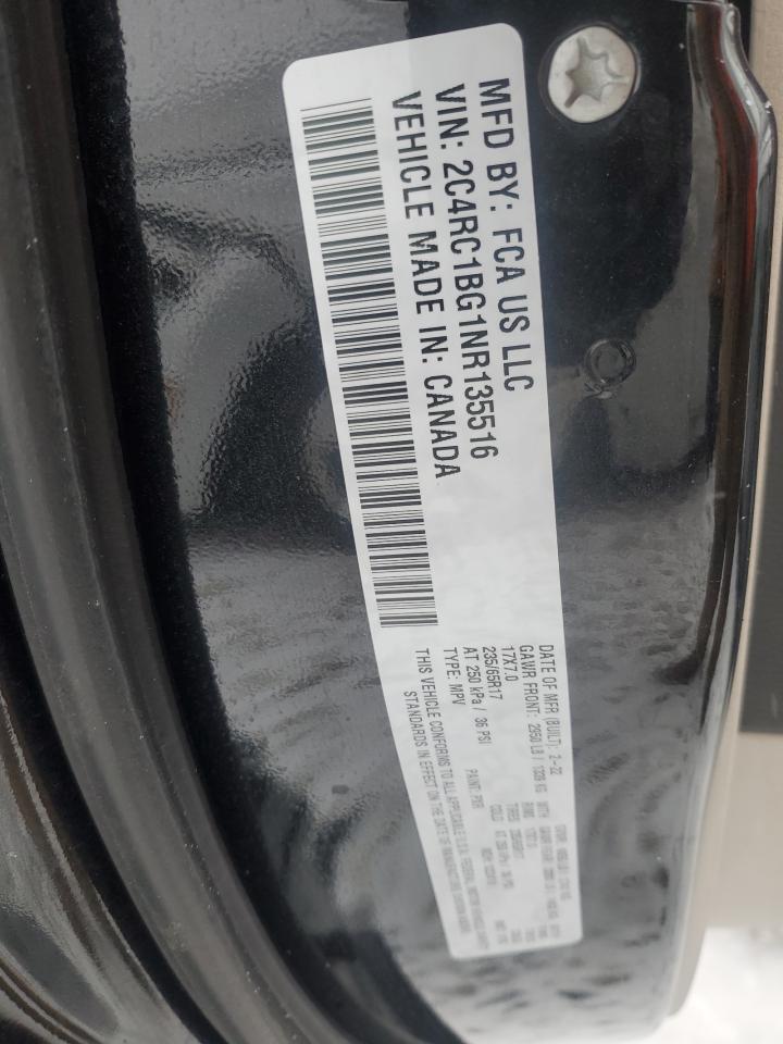 2022 CHRYSLER PACIFICA TOURING L VIN:2C4RC1BG1NR135516