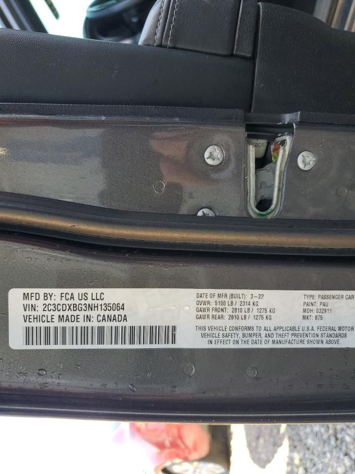 2022 DODGE CHARGER SXT VIN:2C3CDXBG3NH135064