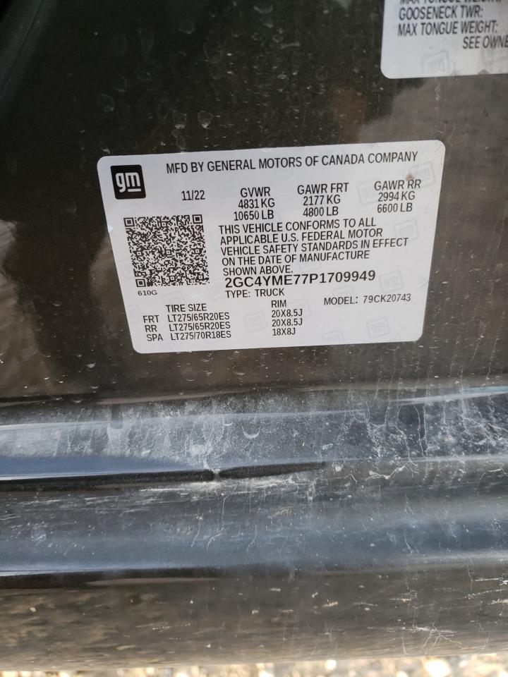 2023 CHEVROLET SILVERADO K2500 CUSTOM VIN:2GC4YME77P1709949