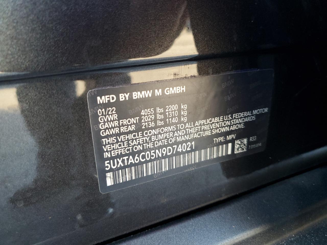 2023 BMW X5 SDRIVE 40I VIN:5UXCR4C09P9P36946