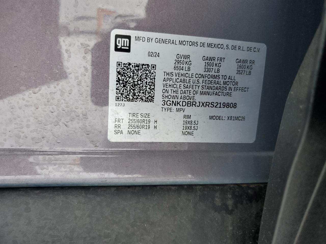 2024 CHEVROLET BLAZER 2LT VIN:3GNKDBRJXRS219808