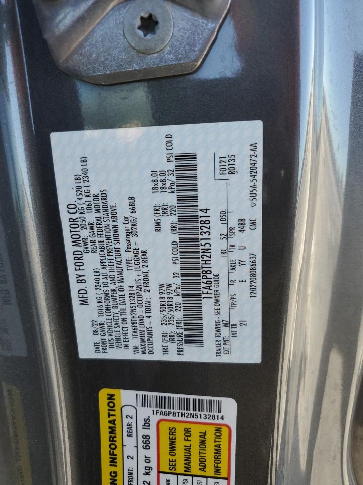 2022 FORD MUSTANG  VIN:1FA6P8TH2N5132814