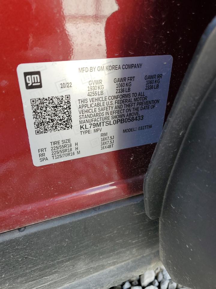 2023 CHEVROLET TRAILBLAZER RS VIN:KL79MTSL0PB058433