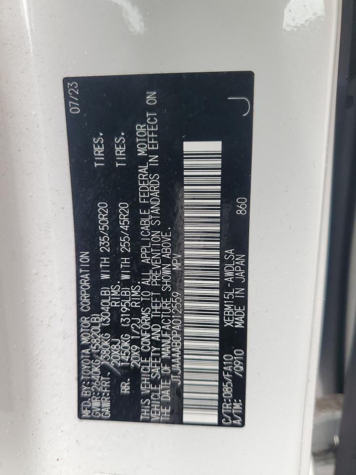 2023 LEXUS RZ 450E VIN:JTJAAAAB0PA012559