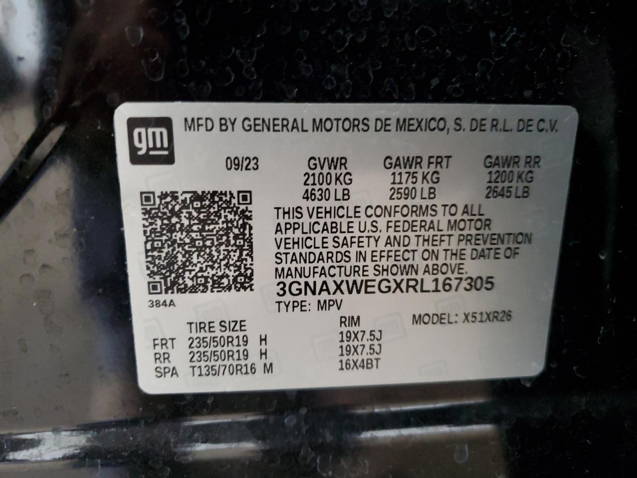 2024 CHEVROLET EQUINOX RS VIN:3GNAXWEGXRL167305