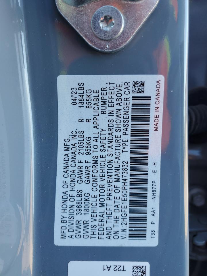 2023 HONDA CIVIC SI VIN:3GYFNDE37DS579115
