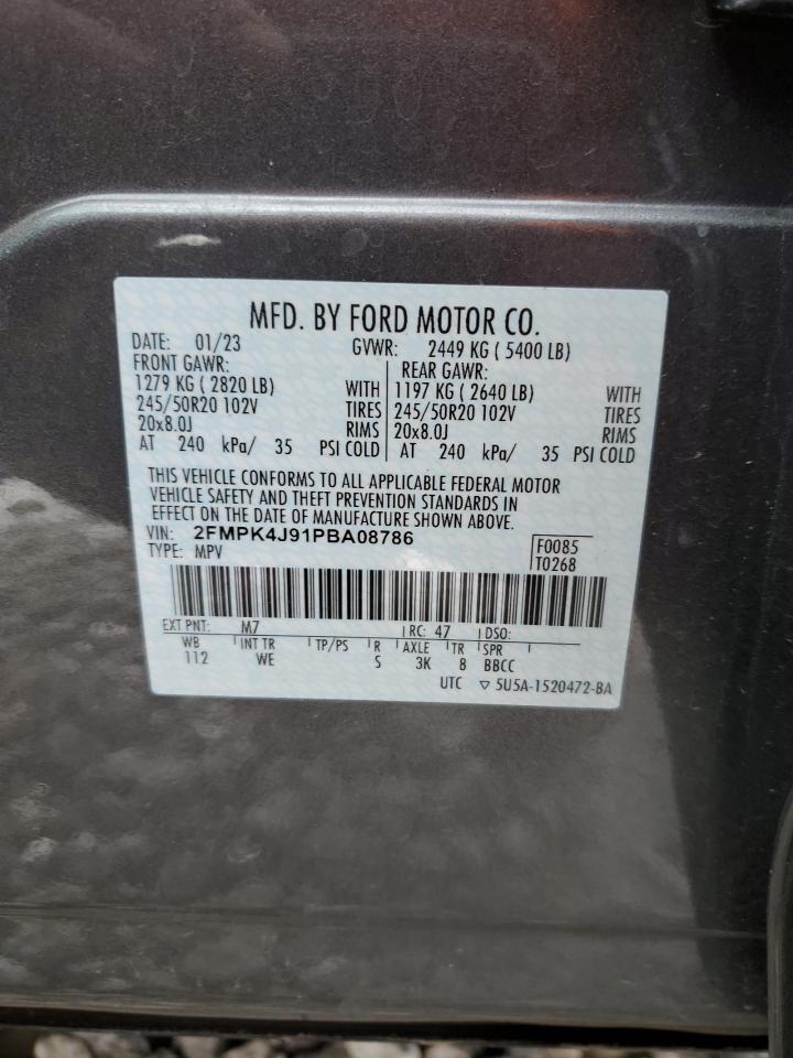 2023 FORD EDGE SEL VIN:2FMPK4J91PBA08786
