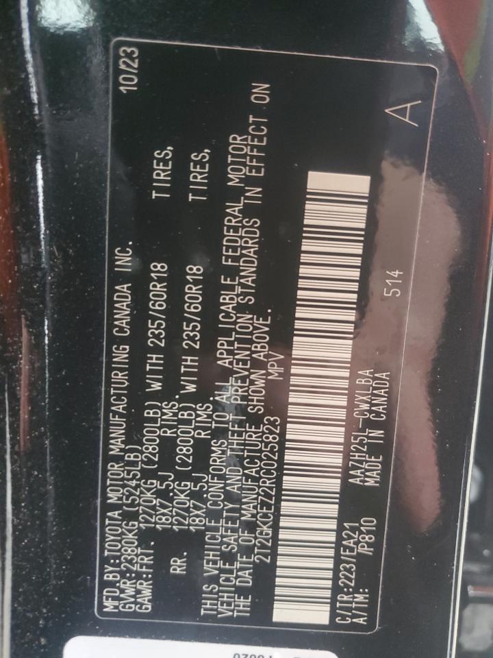 2024 LEXUS NX 350H BASE VIN:2T2GKCEZ2RC025823