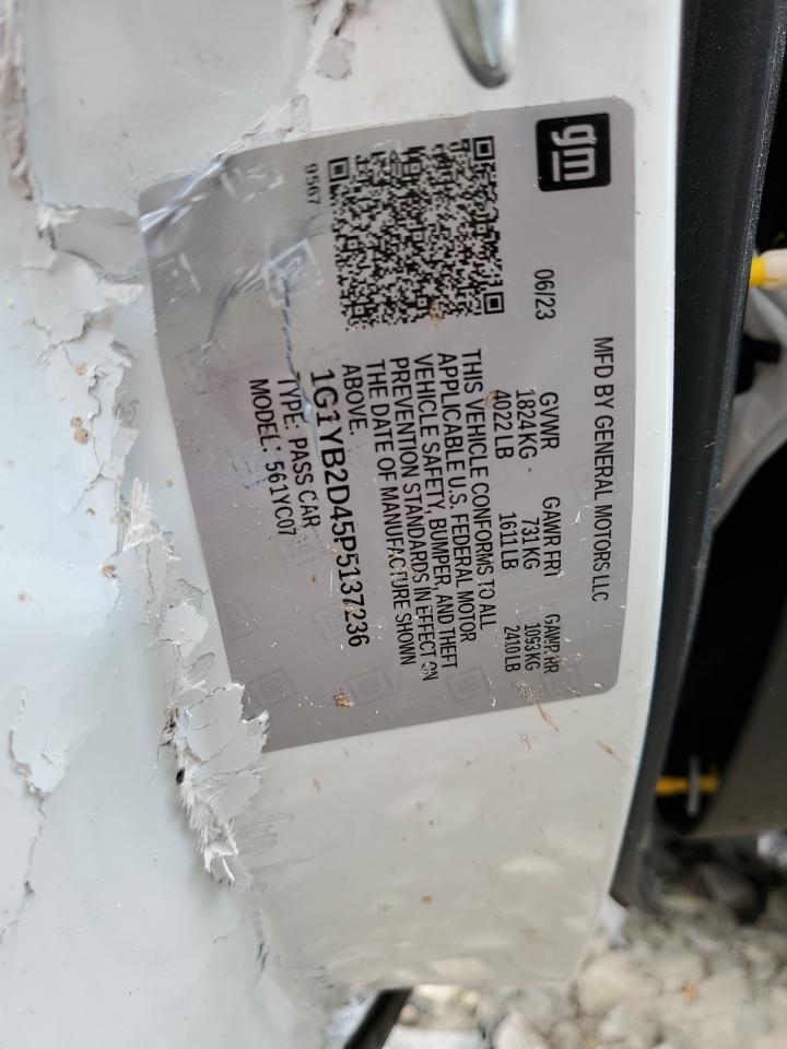 2023 CHEVROLET CORVETTE STINGRAY 2LT VIN:1G1YB2D45P5137236