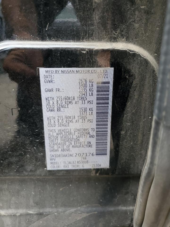 2022 NISSAN PATHFINDER S VIN:5N1DR3AA5NC207176