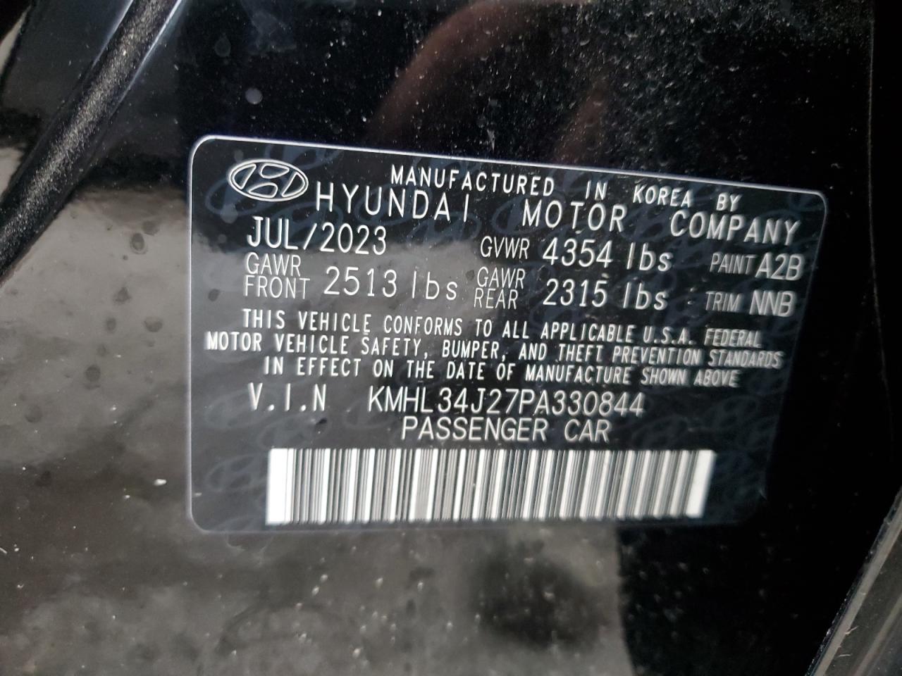 2023 HYUNDAI SONATA LIMITED VIN:KMHL34J27PA330844