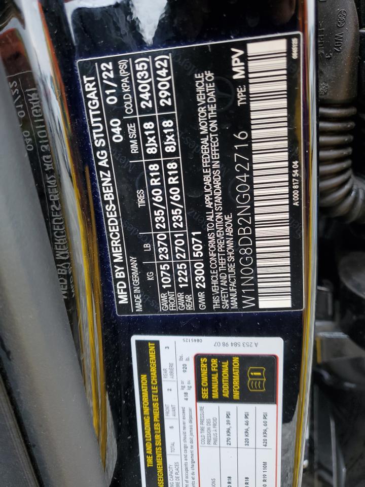 2022 MERCEDES-BENZ GLC 300 VIN:W1N0G8DB2NG042716