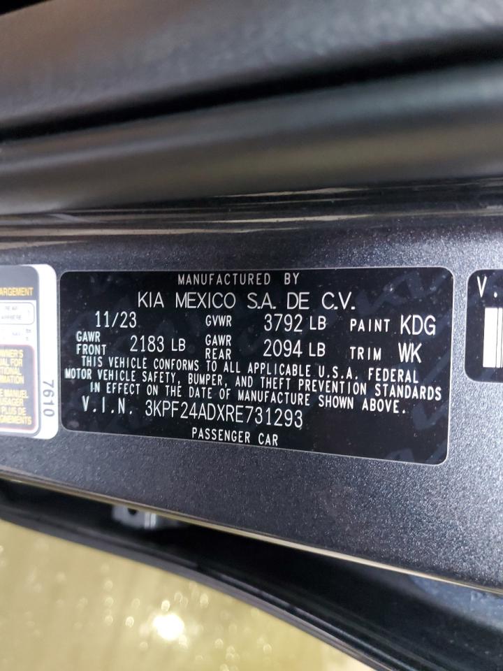 2024 KIA FORTE LX VIN:3KPF24ADXRE731293