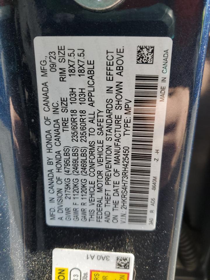 2024 HONDA CR-V EXL VIN:2HKRS4H73RH425450