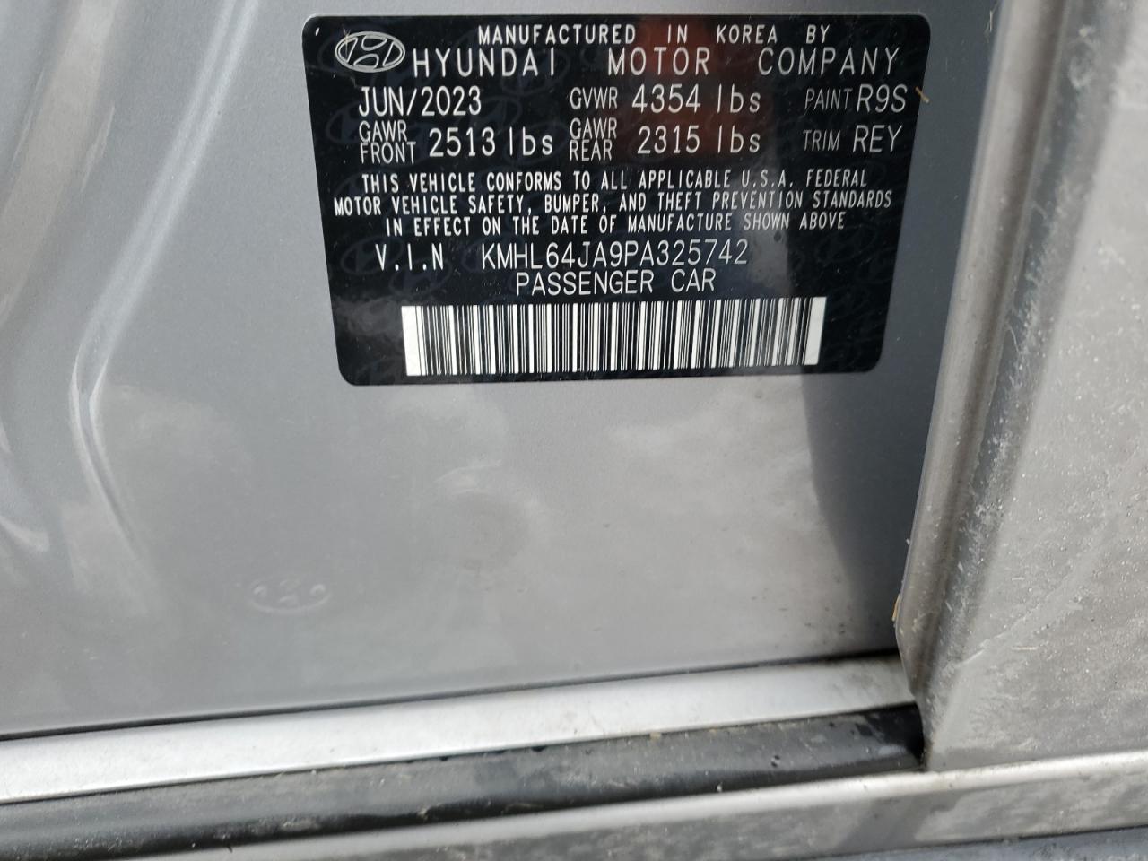 2023 HYUNDAI SONATA SEL VIN:KMHL64JA9PA325742