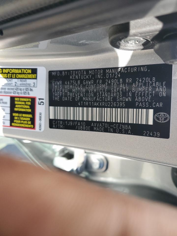 2024 TOYOTA CAMRY LE VIN:4T1R11AKXRU226395