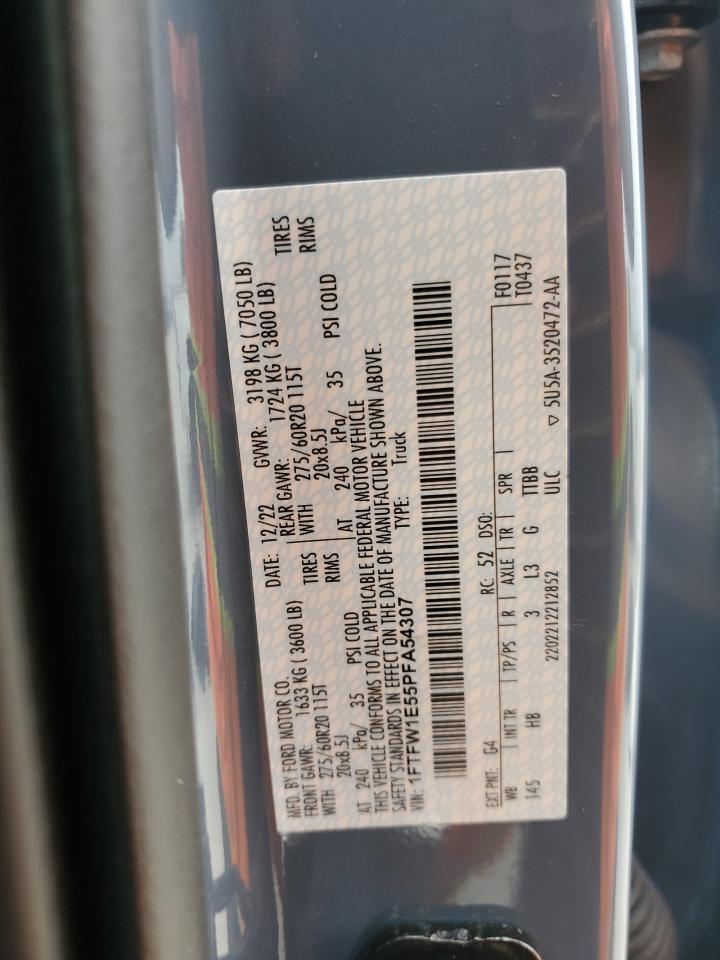 2023 FORD F150 SUPERCREW VIN:1FTFW1E55PFA54307