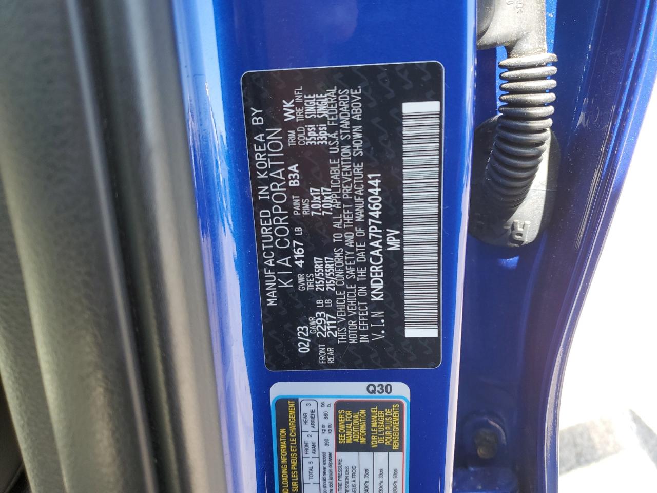 2023 KIA SELTOS EX VIN:KNDERCAA7P7460441