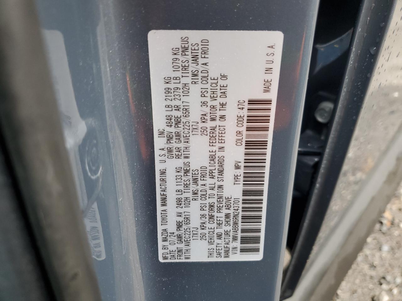 2024 MAZDA CX-50 PREFERRED VIN:7MMVABBM6RN243701