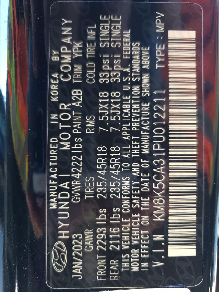 2023 HYUNDAI KONA LIMITED VIN:KM8K5CA31PU012211