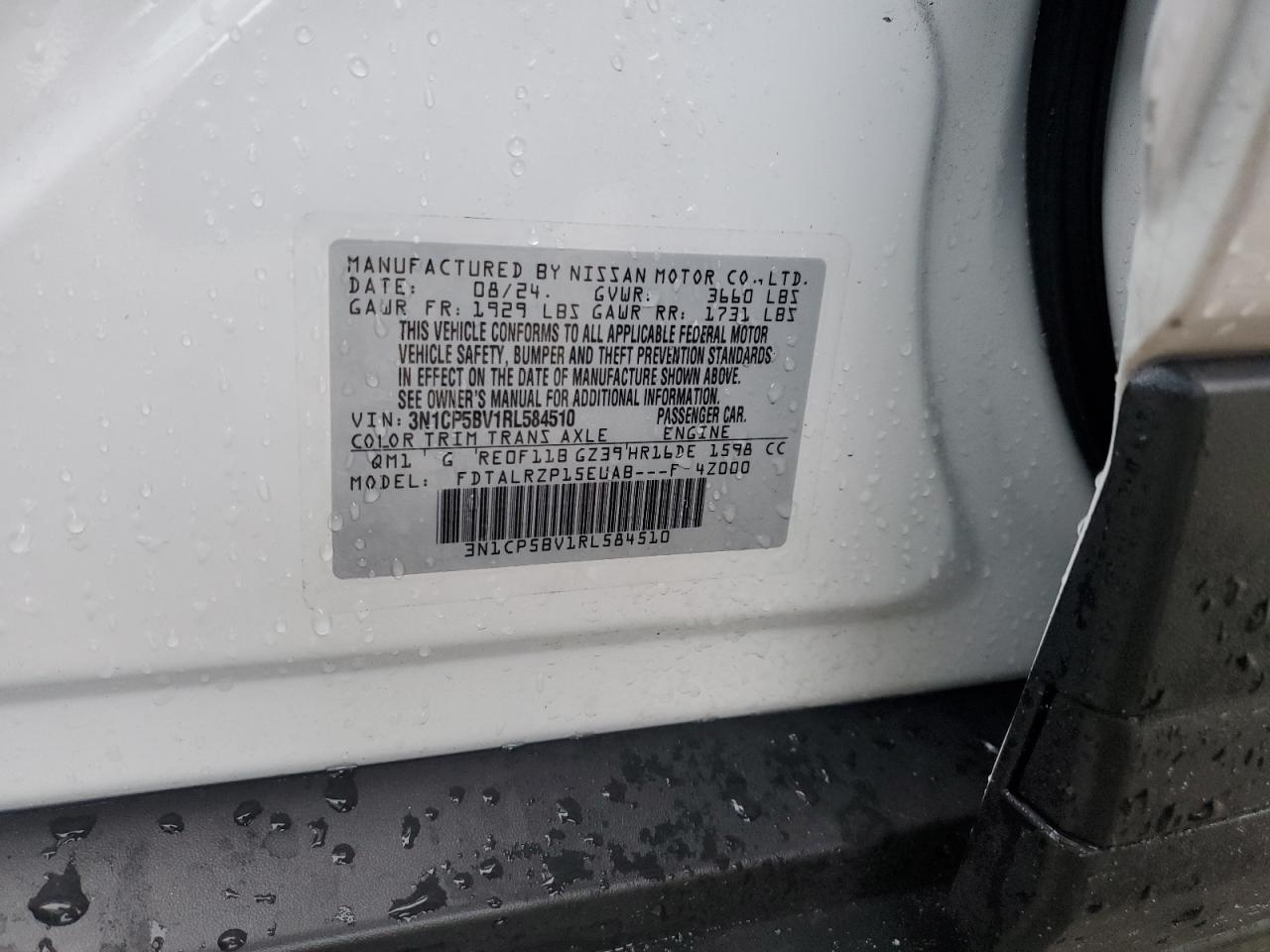 2024 NISSAN KICKS S VIN:3N1CP5BV1RL584510