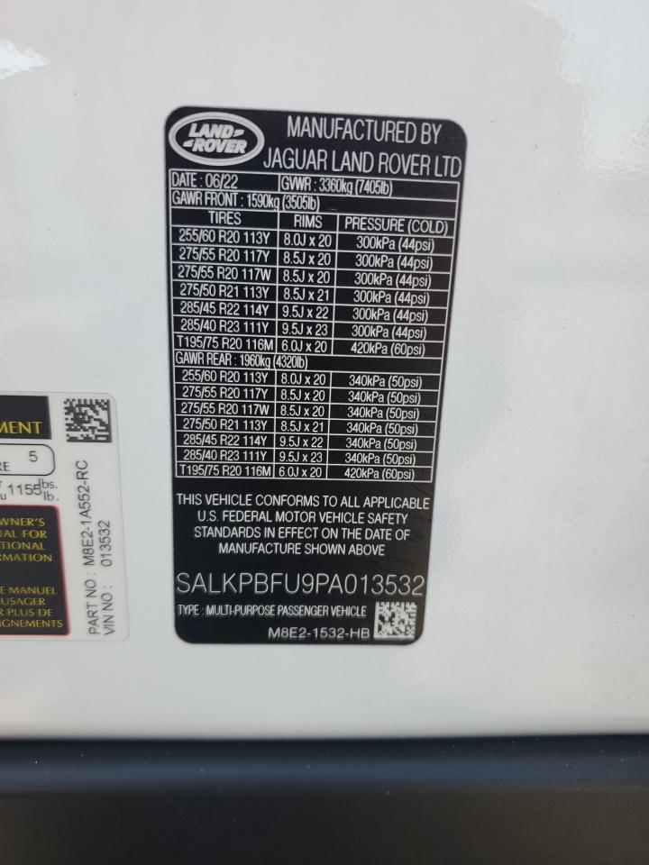 2023 LAND ROVER RANGE ROVER SE VIN:SALKPBFU9PA013532