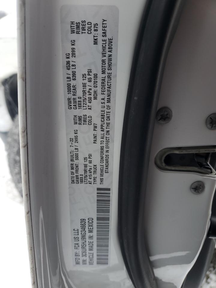 2022 RAM 2500 TRADESMAN VIN:3C6UR5HJ9NG346639