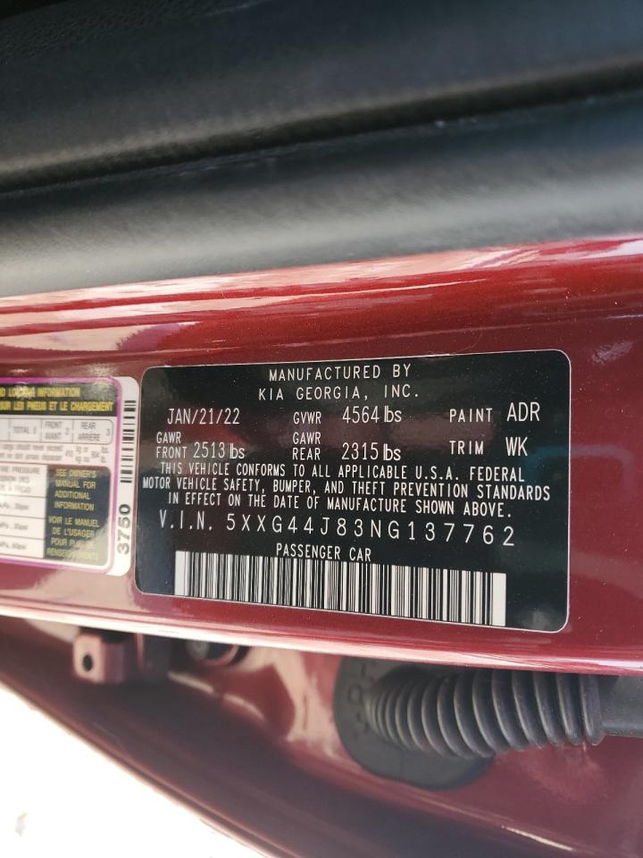 2022 KIA K5 GT VIN:5XXG44J83NG137762