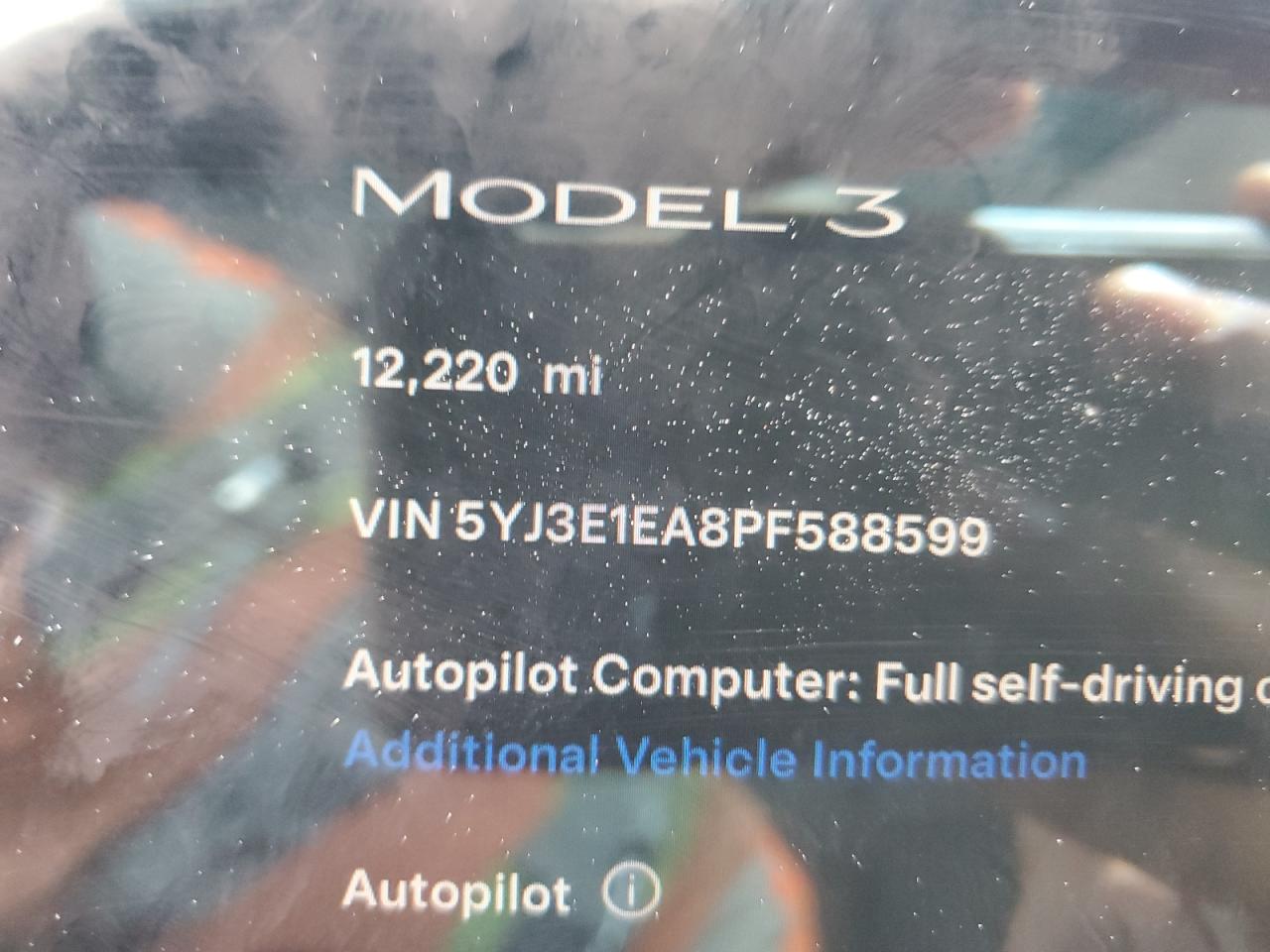 2023 TESLA MODEL 3  VIN:5YJ3E1EA8PF588599